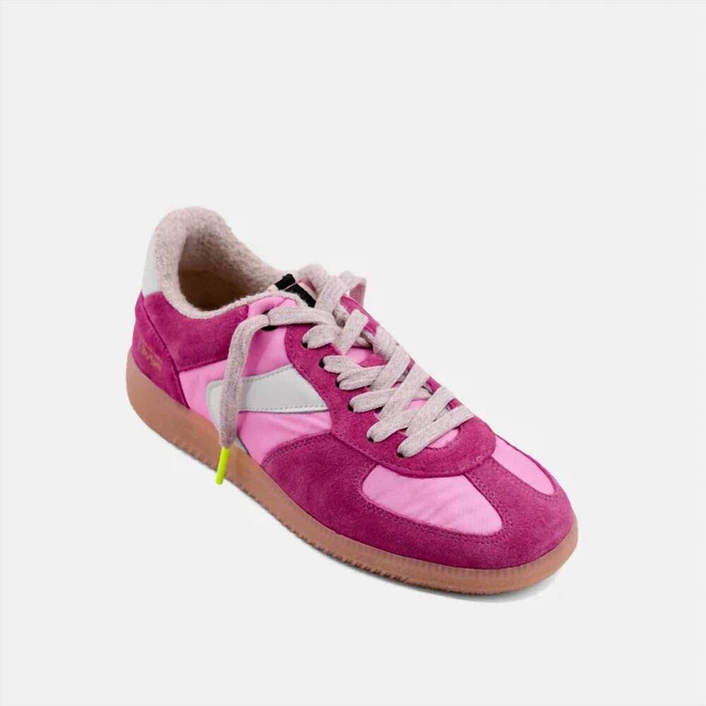 NEW SHU SHOP women's retro sneaker with stripe in pink